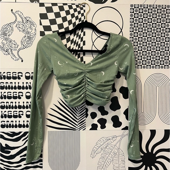 🌙Forever 21 Celestial Ruched Crop Top💫 - Picture 1 of 4